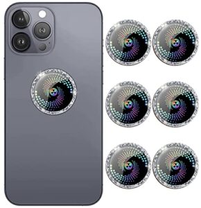 crystal diamond flashing sticker 6 pcs for mobile phones 2021 latest model–anti-r multi-layer protection cell phone stickers, for smart phone, laptops, tablets, pad, all devices(shine silver）