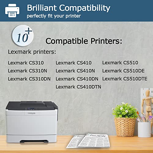 Leize Compatible CS310DN Toner Cartridge use for Lexmark CS310DN CS410DN CS310N CS310 CS510DE CS410N CS410DTN CS510DTE Printer Replacement for Lexmark 70C1HK0 70C1HC0 70C1HM0 70C1HY0 Ink (KCMY-4 Pack)