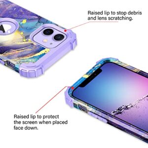 Rancase for iPhone 12 Case,iPhone 12 Pro Case,Three Layer Heavy Duty Shockproof Hard Plastic Bumper +Soft Silicone Rubber Case for iPhone 12/12 Pro,Purple