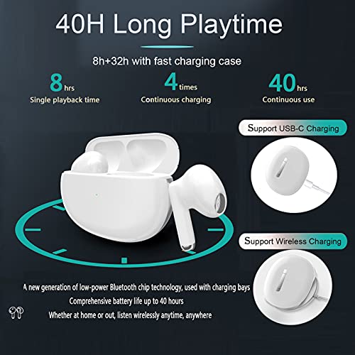 Wireless Earbuds,Bluetooth 5.2 Touch Control Built in Mic Ear Buds Noise Cancelling Air Buds Headphones with 48Hrs Charging Case Waterproof Deep Bass Headset for iPhone Samsung Android in-Ear Earbuds