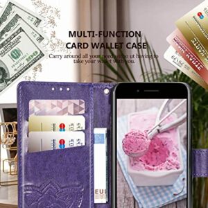 KRHGEIK Designed for iPhone 8 Plus/iPhone 7 Plus Case,PU Leather Wallet Phone Case with Butterfly Embossed Stand Card Slots Flip Cover for iPhone 7 Plus/8 Plus/6 Plus/6S Plus,5.5"(Purple)