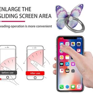 Fwaytech 4Pack Phone Ring Holder Cute 360 Rotation Metal Aluminum Finger Ring Socket Grip Kickstand Compatible for iPhone Samsung LG and Other Smartphones (Butterfly)