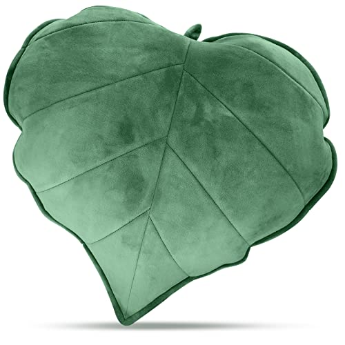 Yulejo Leaf Shape Throw Pillow 3D Cute Pillow Aesthetic Pillow Decorative Fun Plant Pillows Plant Leaves Shaped Throw Pillow Cushion for Bedroom Sofa Couch Living Room Home Decoration Favor, Green