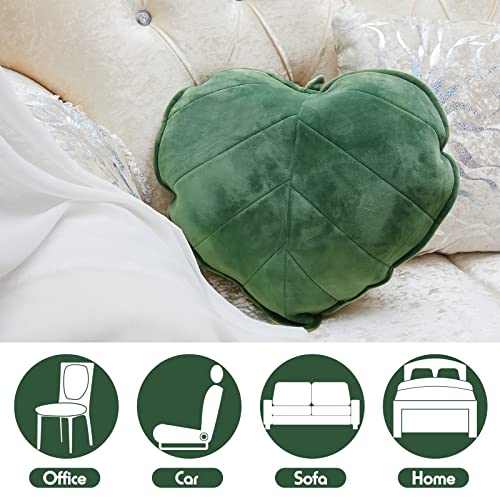 Yulejo Leaf Shape Throw Pillow 3D Cute Pillow Aesthetic Pillow Decorative Fun Plant Pillows Plant Leaves Shaped Throw Pillow Cushion for Bedroom Sofa Couch Living Room Home Decoration Favor, Green