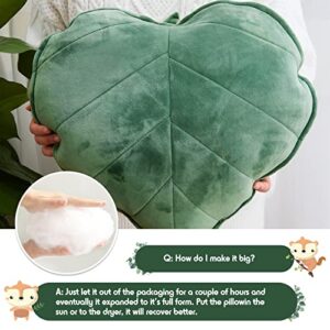 Yulejo Leaf Shape Throw Pillow 3D Cute Pillow Aesthetic Pillow Decorative Fun Plant Pillows Plant Leaves Shaped Throw Pillow Cushion for Bedroom Sofa Couch Living Room Home Decoration Favor, Green