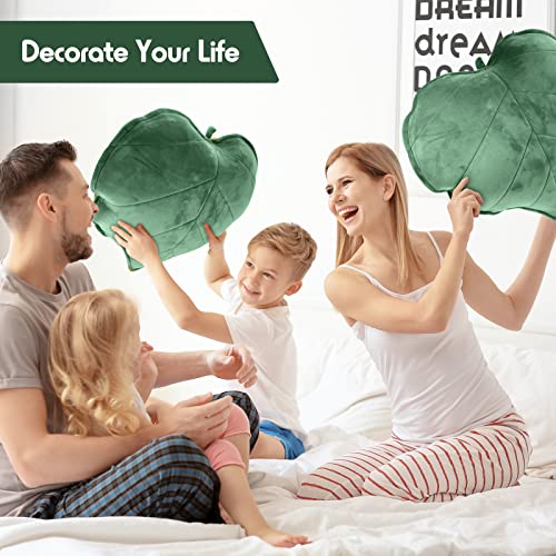 Yulejo Leaf Shape Throw Pillow 3D Cute Pillow Aesthetic Pillow Decorative Fun Plant Pillows Plant Leaves Shaped Throw Pillow Cushion for Bedroom Sofa Couch Living Room Home Decoration Favor, Green