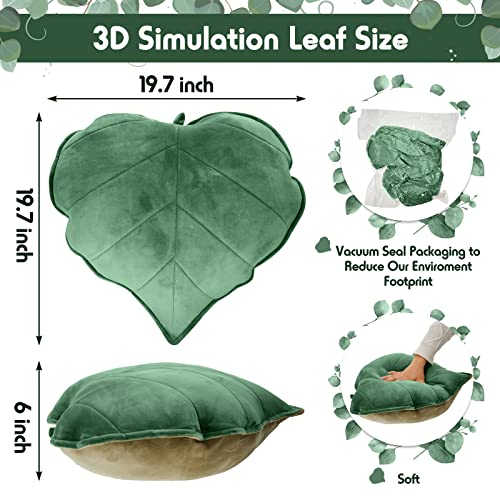 Yulejo Leaf Shape Throw Pillow 3D Cute Pillow Aesthetic Pillow Decorative Fun Plant Pillows Plant Leaves Shaped Throw Pillow Cushion for Bedroom Sofa Couch Living Room Home Decoration Favor, Green