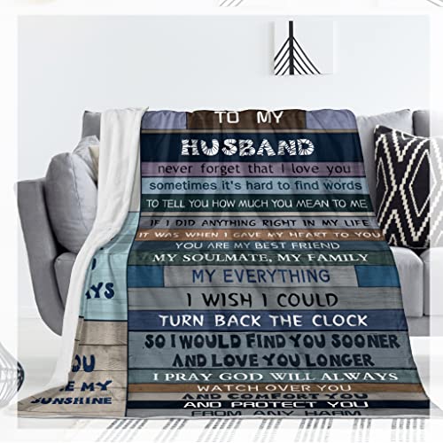 Gifts for Husband Blanket, to My Husband Gifts, Husband Gifts from Wife, Best Husband Gifts for Men, Future Husband Gifts, Valentine, Wedding Anniversary Birthday for Husband Throw Blanket 60X50in