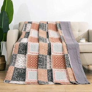 travan quilted throw blanket lightweight decorative color block pattern blanket for bed couch sofa (tricolors, throw blanket), 60 x 78inch