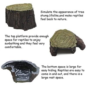 Reptile Habitat Cave Tortoise Basking Platform Turtle Tree Stump Hideout Cave Lizard Dock Resting Terrace Terrarium Accessories Aquarium Decor for Tortoise Lizard Chamelon Gecko Iguana