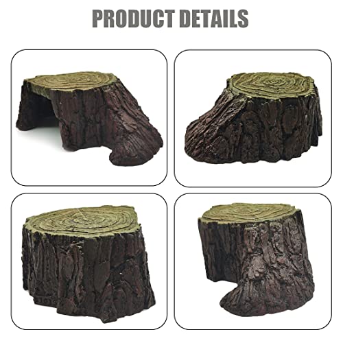 Reptile Habitat Cave Tortoise Basking Platform Turtle Tree Stump Hideout Cave Lizard Dock Resting Terrace Terrarium Accessories Aquarium Decor for Tortoise Lizard Chamelon Gecko Iguana