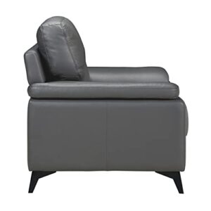 Lexicon Danica Top Grain Leather Loveseat, Dark Gray