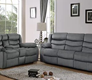 Lexicon Farren Fabric Manual Double Reclining Loveseat, Gray