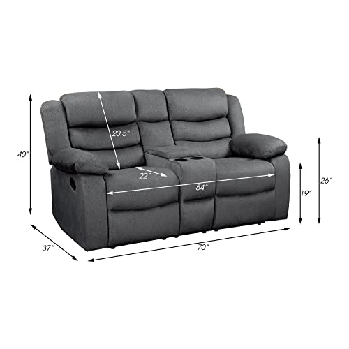 Lexicon Farren Fabric Manual Double Reclining Loveseat, Gray