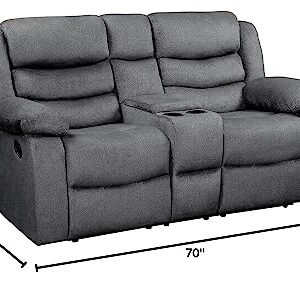 Lexicon Farren Fabric Manual Double Reclining Loveseat, Gray