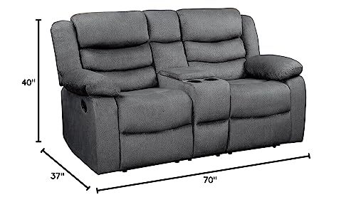 Lexicon Farren Fabric Manual Double Reclining Loveseat, Gray