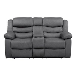 Lexicon Farren Fabric Manual Double Reclining Loveseat, Gray