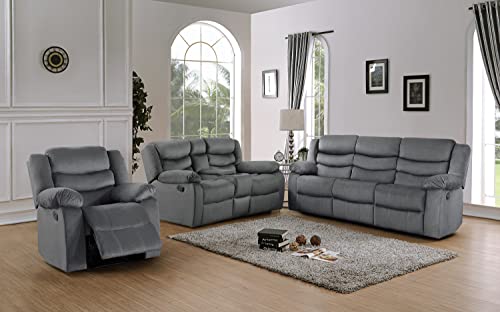 Lexicon Farren Fabric Manual Double Reclining Loveseat, Gray