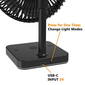 Hiree Personal USB Desk Fan with LED Lights, Quiet Air Circulator Table Fan with 1 USB Charging Port - Suitable for Home, Bedroom, Office