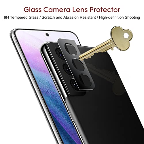 Esanik [2+2 Pack] Privacy Screen Protector for Samsung Galaxy S22 Plus 5G 6.6-inch[NOT for S22/Ultra] Anti Spy PET Film(NOT Glass) with Easy Installation Frame + Camera Lens Protector Fingerprint ID Compatible