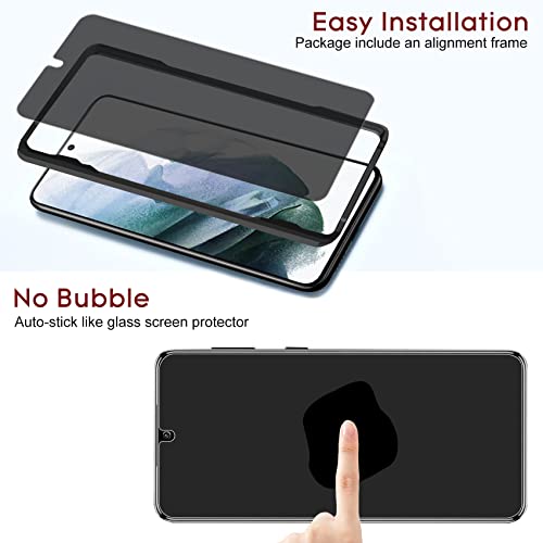 Esanik [2+2 Pack] Privacy Screen Protector for Samsung Galaxy S22 Plus 5G 6.6-inch[NOT for S22/Ultra] Anti Spy PET Film(NOT Glass) with Easy Installation Frame + Camera Lens Protector Fingerprint ID Compatible