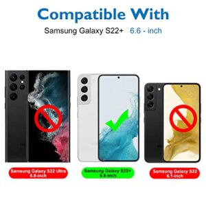 Esanik [2+2 Pack] Privacy Screen Protector for Samsung Galaxy S22 Plus 5G 6.6-inch[NOT for S22/Ultra] Anti Spy PET Film(NOT Glass) with Easy Installation Frame + Camera Lens Protector Fingerprint ID Compatible