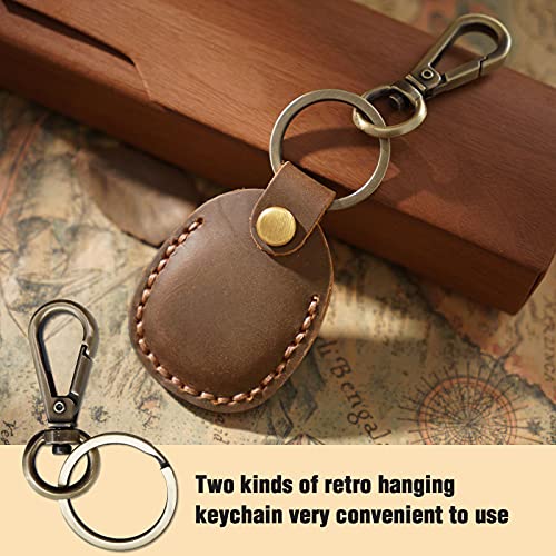 4 Pack Leather Airtag Holder Keychain, Compact Handmade Genuine Leather Air Tag Holder with Keyring Full Coverage Case Cover Compatible for AirTag [4 Pack]