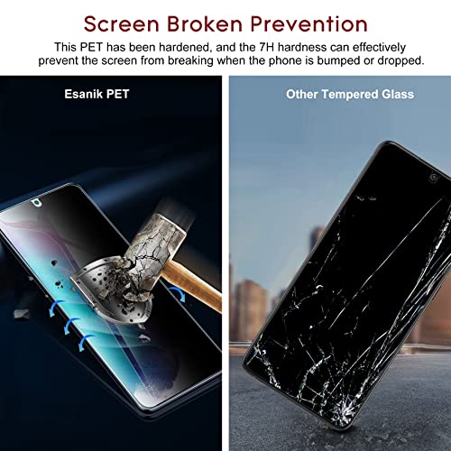 Esanik [2+2 Pack] Privacy Screen Protector for Samsung Galaxy S22 5G 6.1-inch[NOT for S22 Plus/Ultra] Anti Spy PET Film(NOT Glass) with Easy Installation Frame + Camera Lens Protector Fingerprint ID Compatible