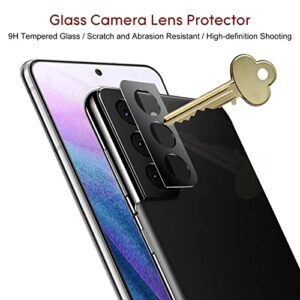 Esanik [2+2 Pack] Privacy Screen Protector for Samsung Galaxy S22 5G 6.1-inch[NOT for S22 Plus/Ultra] Anti Spy PET Film(NOT Glass) with Easy Installation Frame + Camera Lens Protector Fingerprint ID Compatible