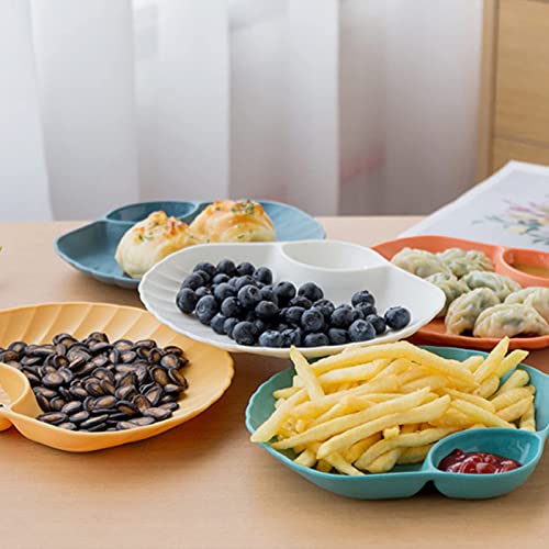 ZOOFOX Set of 10 Chips and Dip Plates, Plastic Divided Snack Plate for Dip, Appetizers, Snacks, Veggies, Chips, Two Compartment Serving Tray Set for Party, Festival and More