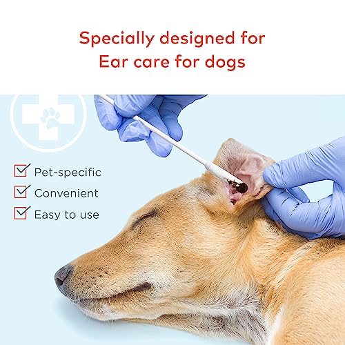 ARCA PET Cotton Swabs for Dogs Cats and Small Pets - Ear Cleaner Swabs with Long Plastic Handle - Ear Cleaning Supply for Puppies and Pets - Multipurpose Cotton Sticks for Pets (100 Buds)