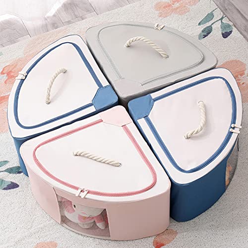 DUDNJC Foldable Storage Bins Cubes Boxes with Lid, Triangle Corner Collapsible Fabric Storage Box Navy