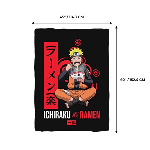 JUST FUNKY Naruto Shippuden Fleece Bed and Sofa Blanket | 45 X 60 Inches Naruto Blanket Featuring Naruto Uzumaki | Home Decor Sofa Bed Blanket | Official Licensed