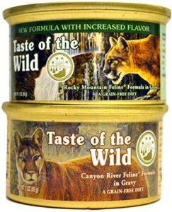 taste of the wild cat food variety pack - 12 pack of 3oz cans (six rocky mountain feline formula & six canyon river feline formula)