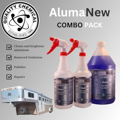 Quality Chemical Aluminum Cleaner & Brightener & Restorer - Made in USA 1 Gallon Combo - Alumabrite Aluminum Cleaner, Aluminum Wheel Cleaner, Pontoon Cleaner Aluminum, Aluminum Rim Cleaner