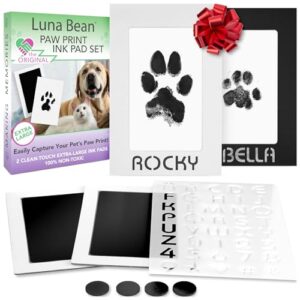 luna bean paw print kit - mess-free paw print stamp pad for dogs & cats - 14pc dog nose print kit & pet paw print impression kit- clean - touch ink pad for dog paw prints - dog mom gifts for women
