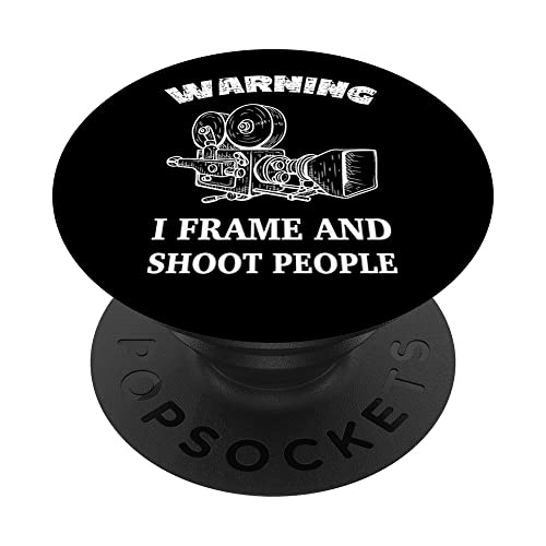 Funny Warning Retro Vintage Movie Camera Filmmaker PopSockets Swappable PopGrip