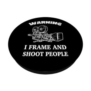 Funny Warning Retro Vintage Movie Camera Filmmaker PopSockets Swappable PopGrip