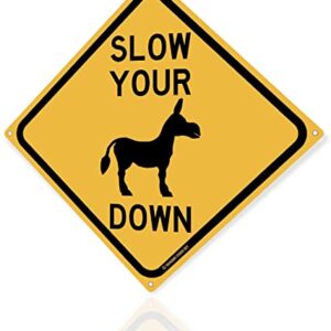 Slow Your Ass Down 12" x 12" Funny Tin Road Sign Driver and Motorist Alert Protect Neighborhood Children Home Decor