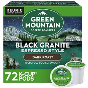green mountain coffee roasters black granite, keurig single serve k-cup pods, espresso style dark roast, 72 count