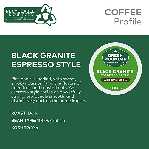 Green Mountain Coffee Roasters Black Granite, Keurig Single Serve K-Cup Pods, Espresso Style Dark Roast, 72 Count