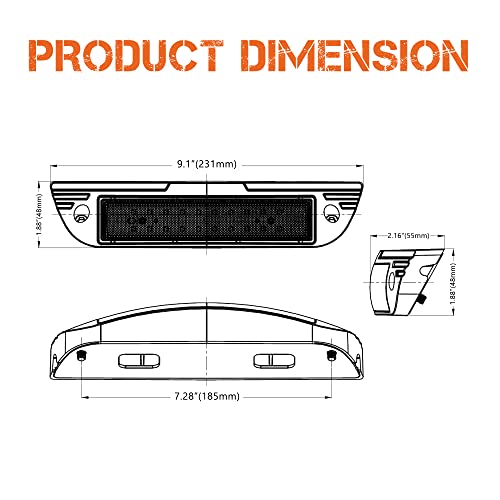 Primelux Porch Light for RV 9" Blue LED RV Exterior Utility Lights, 12V/24V 180° Flood Beam Lighting Work Light, 20W 2000LM Curved Wide Angle Awning Light/Scene Light for RVs Trailers Campers