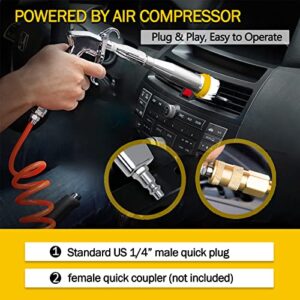 Fochutech Car Cleaning Gun High Pressure Air Blow Gun Interior Car Cleaning Kit Interior Detailing Kit Air Duster Blower Gun Car Duster Air Compressor Needed High Pressure Car Cleaning Tools (Silver)