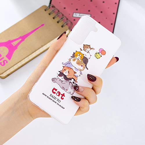 Mavis's Diary Galaxy A13 Case with Ring Holder & Stylus, Cute Floral Pattern Slim Fit Soft TPU Rubber Gel Case, Women Girls Protective Cover Compatible with Samsung Galaxy A13 5G (Cartoon Cat)