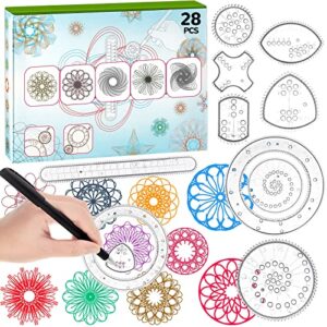 spiral art clear gear geometric ruler 28 pcs spiral circle template for drawing plastic template ruler drawing toys spiral curve stencils with pens paper for drawing diy art crafts sketch creation