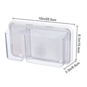 Magnetic Organizer, Yeeco Clear 3.3”×10”×6.1” 4 Compartments Plastic Magnetic and Adhesive Organizer Box Basket Magnetic Storage Organizer Tray for Refrigerator, Fridge,office,classroom