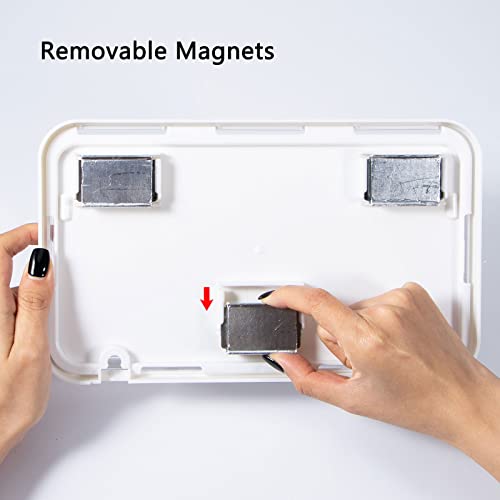 Magnetic Organizer, Yeeco Clear 3.3”×10”×6.1” 4 Compartments Plastic Magnetic and Adhesive Organizer Box Basket Magnetic Storage Organizer Tray for Refrigerator, Fridge,office,classroom