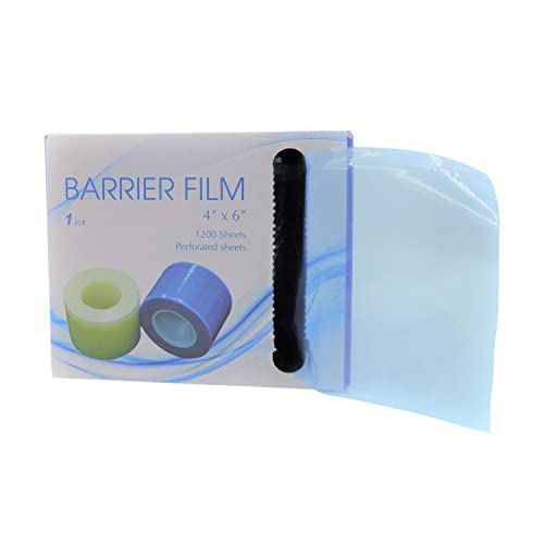 Dental Barrier Film Roll Tape Blue 4" x 6" 1200 Sheets for Dental,Tattoo and Makeup Microblading,Disposable Dental Barrier Tape with Dispenser Box