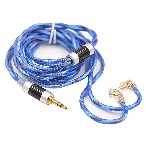 KZ Headphone/Earbuds/in-Ear Earphone Upgrade Cable,Upgrade 498-core Single Crystal Copper Silver-Plated Cable 0.75MM 2pin Gold-Plated pin 3.5mm Audio Plug (C Pin Translucent Blue)