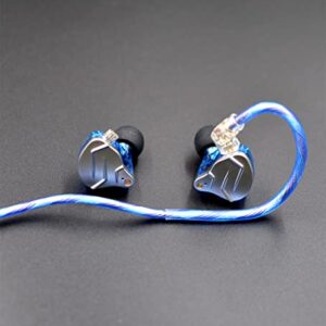 KZ Headphone/Earbuds/in-Ear Earphone Upgrade Cable,Upgrade 498-core Single Crystal Copper Silver-Plated Cable 0.75MM 2pin Gold-Plated pin 3.5mm Audio Plug (C Pin Translucent Blue)